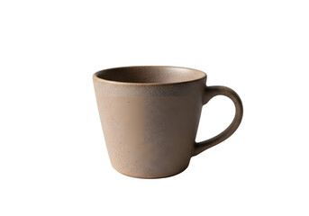 Brown Ceramic Coffee Mug with Handle Cut Out PNG.