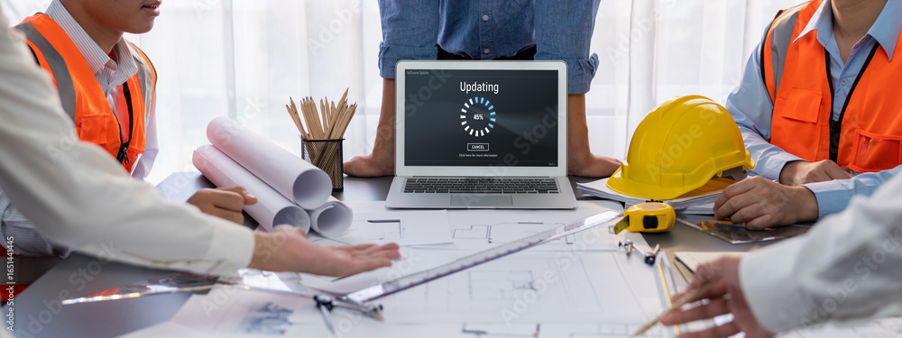 Aufkleber software update on computer for brisk version of device software upgrade