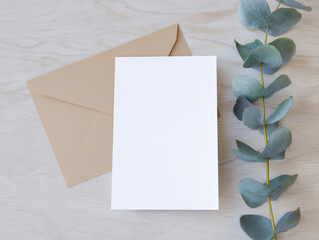 Elegant boho invitation card mockup featuring a blank design and earthy tones