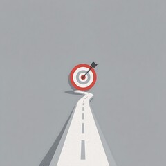 Road to Success Achieving Goals with Focus on a Target in Gray 
