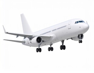 Obraz premium White passenger airplane landing (AI Generated)