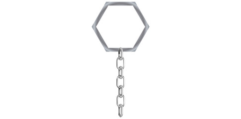 Realistic Silver Key Chain With Metal Ring Vector Illustration.	