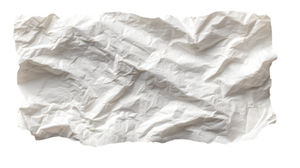 A crumpled piece of white paper shows textured wrinkles and folds against a clean white background.