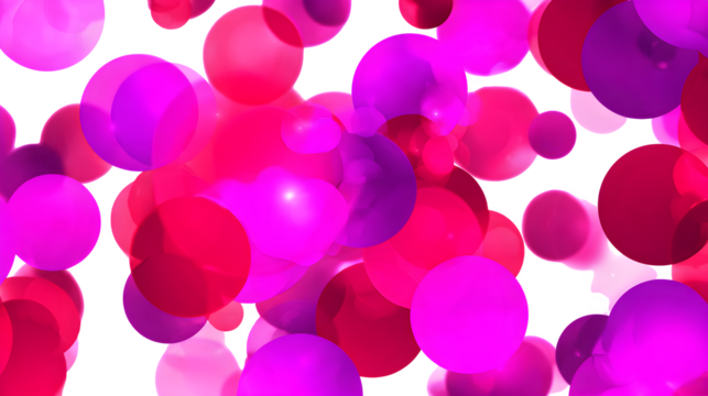 Vibrant pink and purple spheres float playfully, creating a joyful and energetic abstract background.
