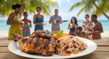 "Beach Party with Jamaican Street Food Vibes"