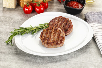 Grilled two beef burger cutlet