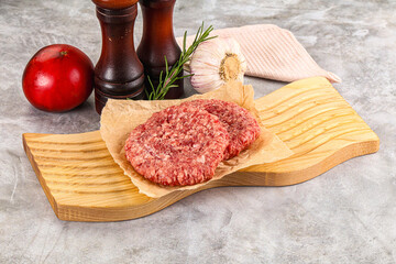 Raw round beef cutlet minced meat