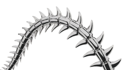 Gleaming segmented spiked metallic chain silver