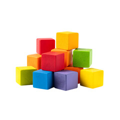 Vibrant wooden building blocks stacked creating a colorful and engaging tower perfect for educational play and creative development