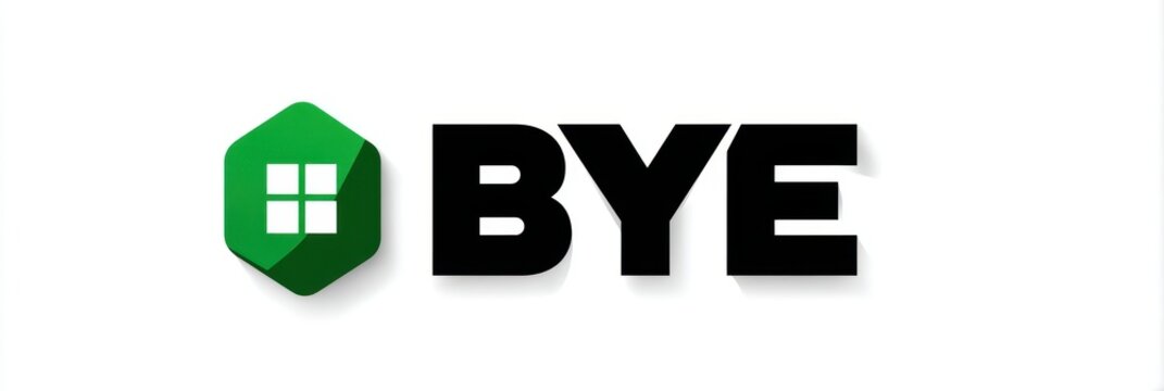 Creative design featuring a geometric shape and bold typography conveying a farewell message in a modern style