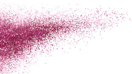 Sparkling pink glitter scattered across a clean white background, creating a festive and celebratory atmosphere.