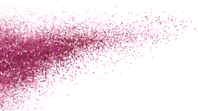 Sparkling pink glitter scattered across a clean white background, creating a festive and celebratory atmosphere.