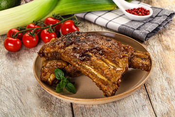 Tasty roasted pork ribs with spices