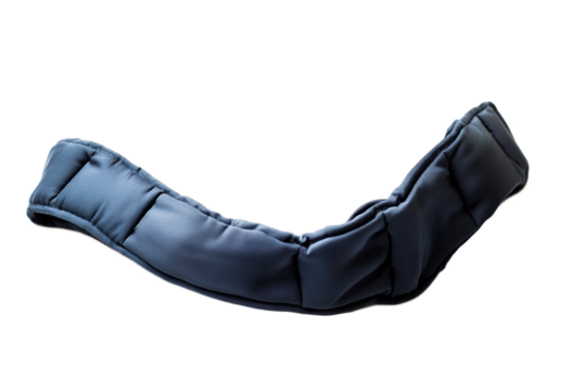 Padded neck protector offering ergonomic support and comfort on transparent background