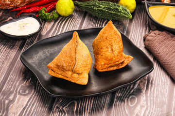 Indian cuisine - stuffed samosa pastrie