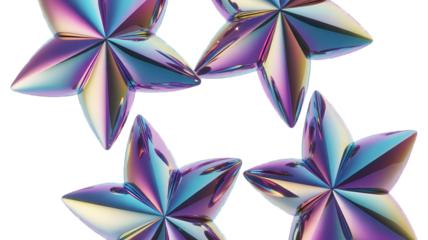 Iridescent faceted star shapes crystal glass