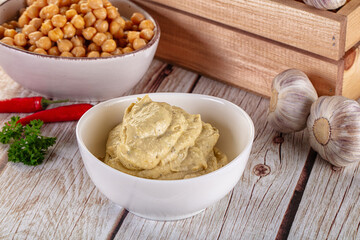 Natural organic homemade chickpea hummus