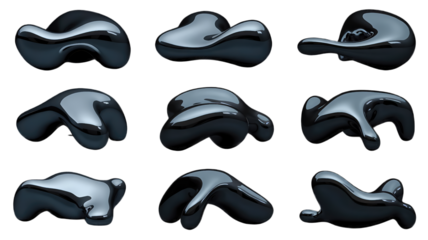 Polished chrome amorphous shapes abstract liquid