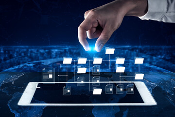 Digital file structure showing folder organization, file hierarchy, and document arrangement. File...