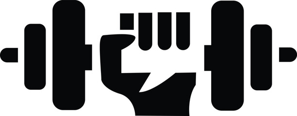 Dumbbell and barbell black silhouette, Dumbbell weight vector, Gym dumbbell icon collection Set
