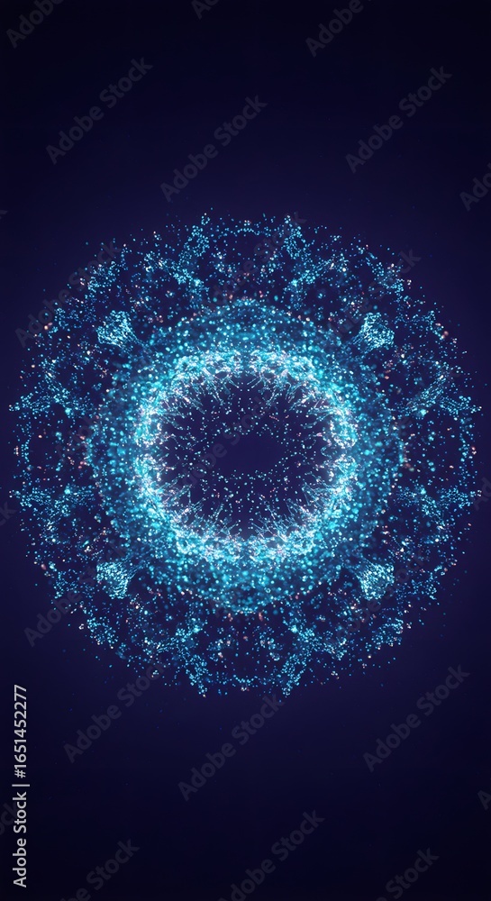 Poster dynamic blue energy field with vibrant particles creating futuristic abstract design