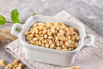 Cedar nut kernel in the bowl