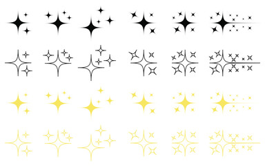 Collection of Sparkle stars vector icon set. Simple Starburst Symbols. Twinkle star icon. Modern Decorative Star Shapes.