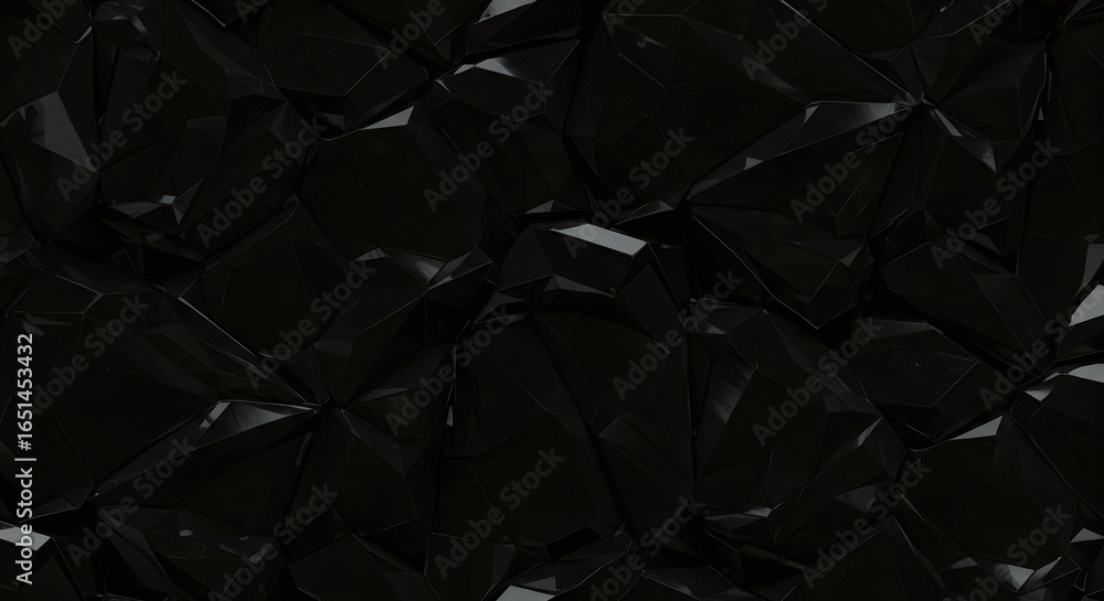 Poster abstract black and blue geometric pattern with a glossy, reflective surface, creating a modern and c