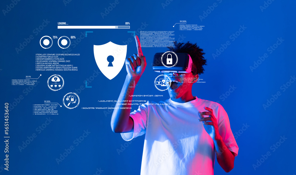Poster explore the intersection of cybersecurity and technology through a modern approach to data protectio