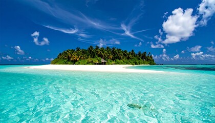 Fototapeta premium A tranquil tropical island paradise with azure waters.