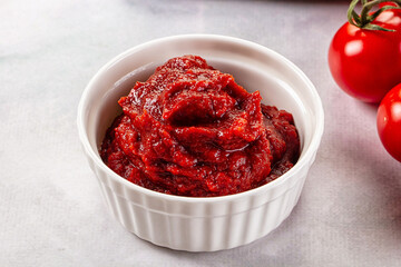 Red organic fresh tomato paste