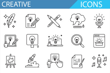 Collection of Design and Creativity Icons for Digital Projects, Art, and Idea Development