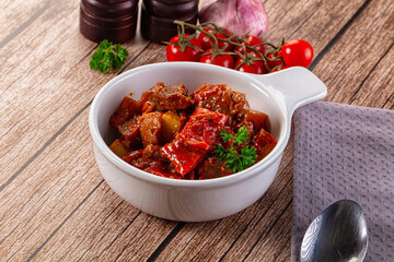 Stew Hungarian goulash with beef and vegetables