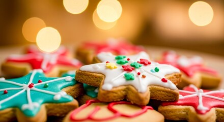 Festive Christmas cookies with colorful icing, holiday cheer