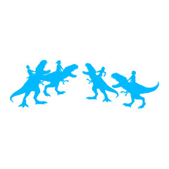 4 T-Rex Tyrannosaurus Attacking Fighting Enemies Riding Boy Girl
