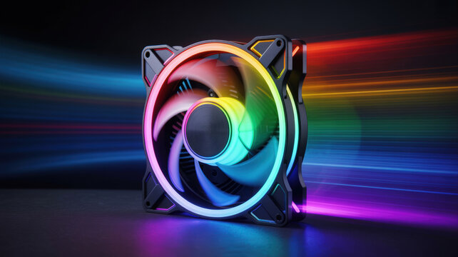 RGB Computer Fan with Colorful Light Trails and Cooling Technology Performance for Gaming PC Enthusiasts