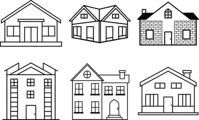 Fototapeta premium Collection of Six Distinct Architectural House Designs and Blueprints