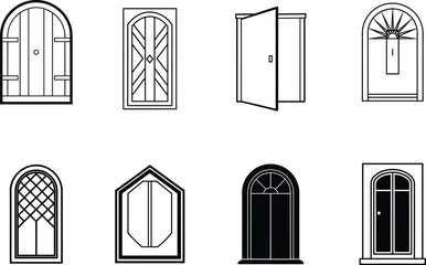 Collection of Diverse Architectural Door Styles Featuring Various Designs and Shapes