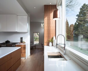 Modern bathroom interior in minimal scandinavian style, 3d render