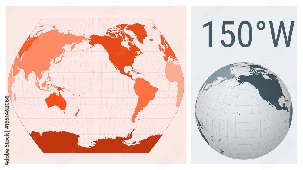 Poster world map animation. ginzburg viii projection. colored continents style. animated world map in ginzb