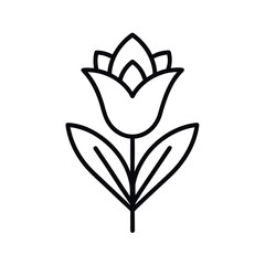 Spring Tulip Bouquet Outline Line Art Vector