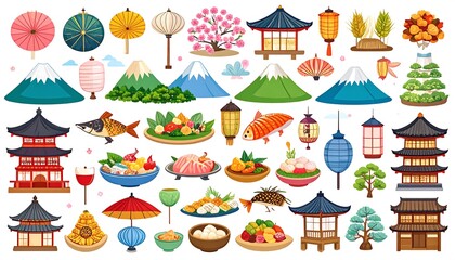 Japanese culture icons collection
