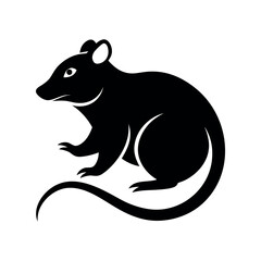Rat Black Silhouette Vector Icon on White Background