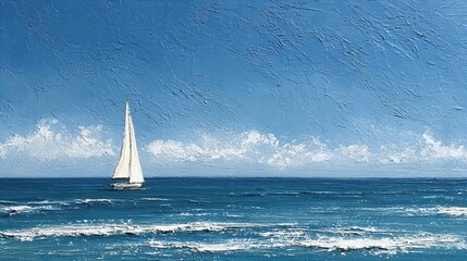 oil painting of a yacht on a blue sea, 8k high resolution