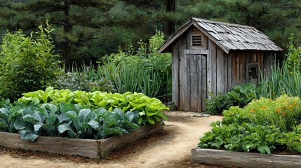 oil painted vegetable garden, wall art high res 8K