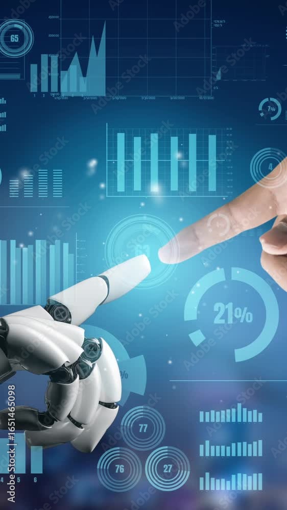 Poster futuristic robot artificial intelligence revolutionary ai technology development and machine learnin