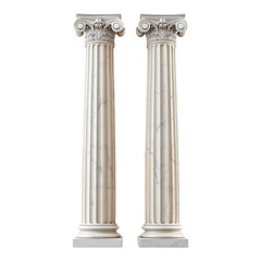 Obraz premium Ancient Greek Parthenon temple columns, marble texture, isolated on a white background