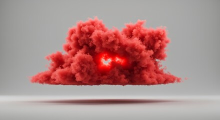 A menacing red cloud with glowing eyes, symbolizing danger, power, and destruction, isolated on a clean white background