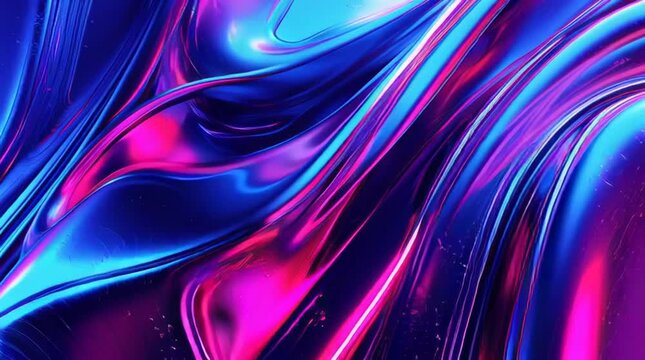 Illustration abstraite futuriste aux lumi&egrave;res n&eacute;on et courbes fluides