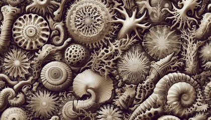 A coral fossil wallpaper, Ai generated image